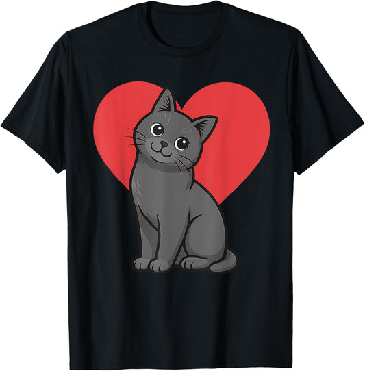 Cat British Shorthair Valentines Day Heart Lover For Women T-Shirt