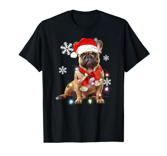French Bulldog Dog Christmas Light Pajama Pet Xmas T-Shirt