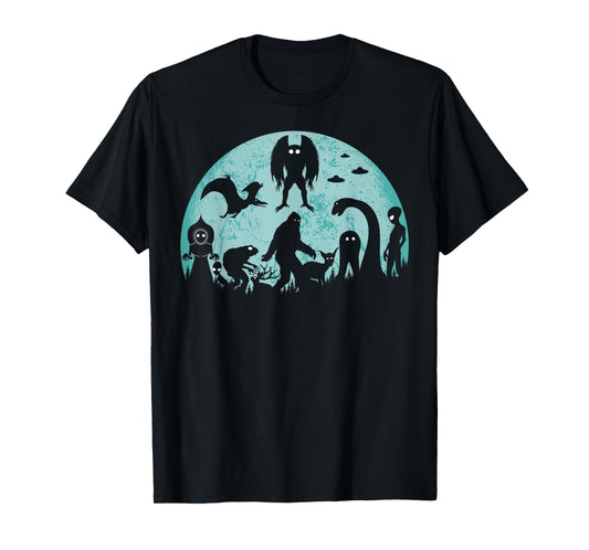 Bigfoot Loch Ness Monster Mothman And Aliens Funny Cryptid T-Shirt