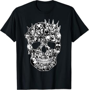 Funny Dog Lover Doberman Skull Halloween Costume T-Shirt