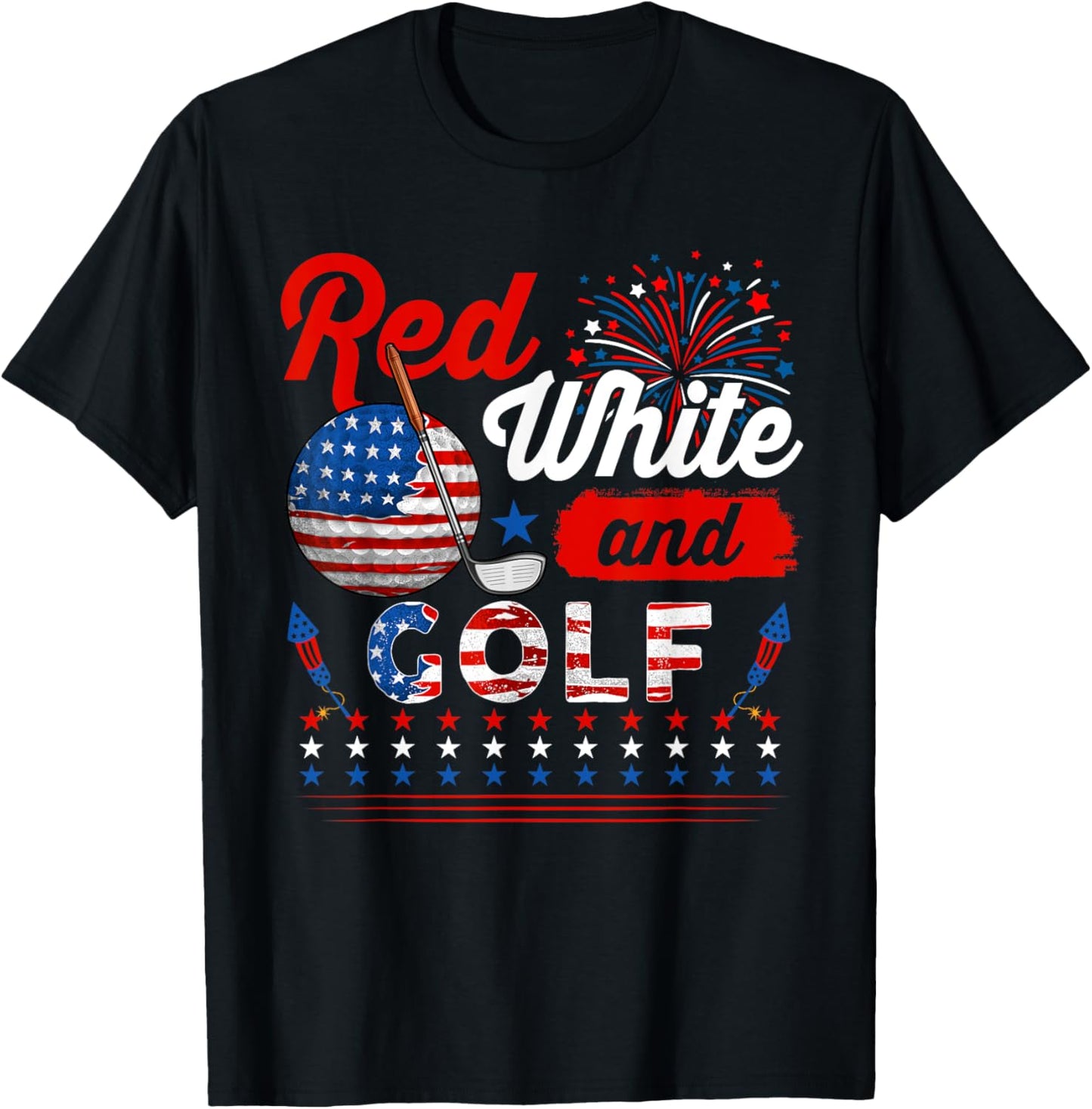 Red White And Golf 4th Of July American Flag Player T-Shirt