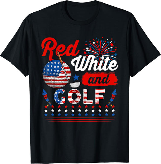 Red White And Golf 4th Of July American Flag Player T-Shirt
