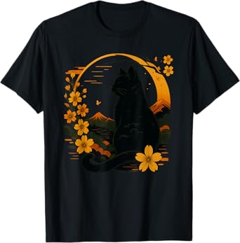 Anime Kawaii Black Cat Japanese T-Shirt