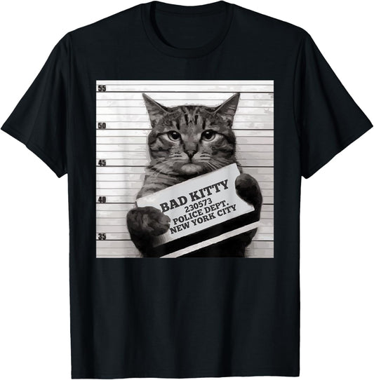 Cat Prison Jail Prisoner Bad Kitty Mugshot T-Shirt T-Shirt