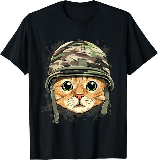 Cat Soldier Veteran Army Cat Kitten Lover T-Shirt