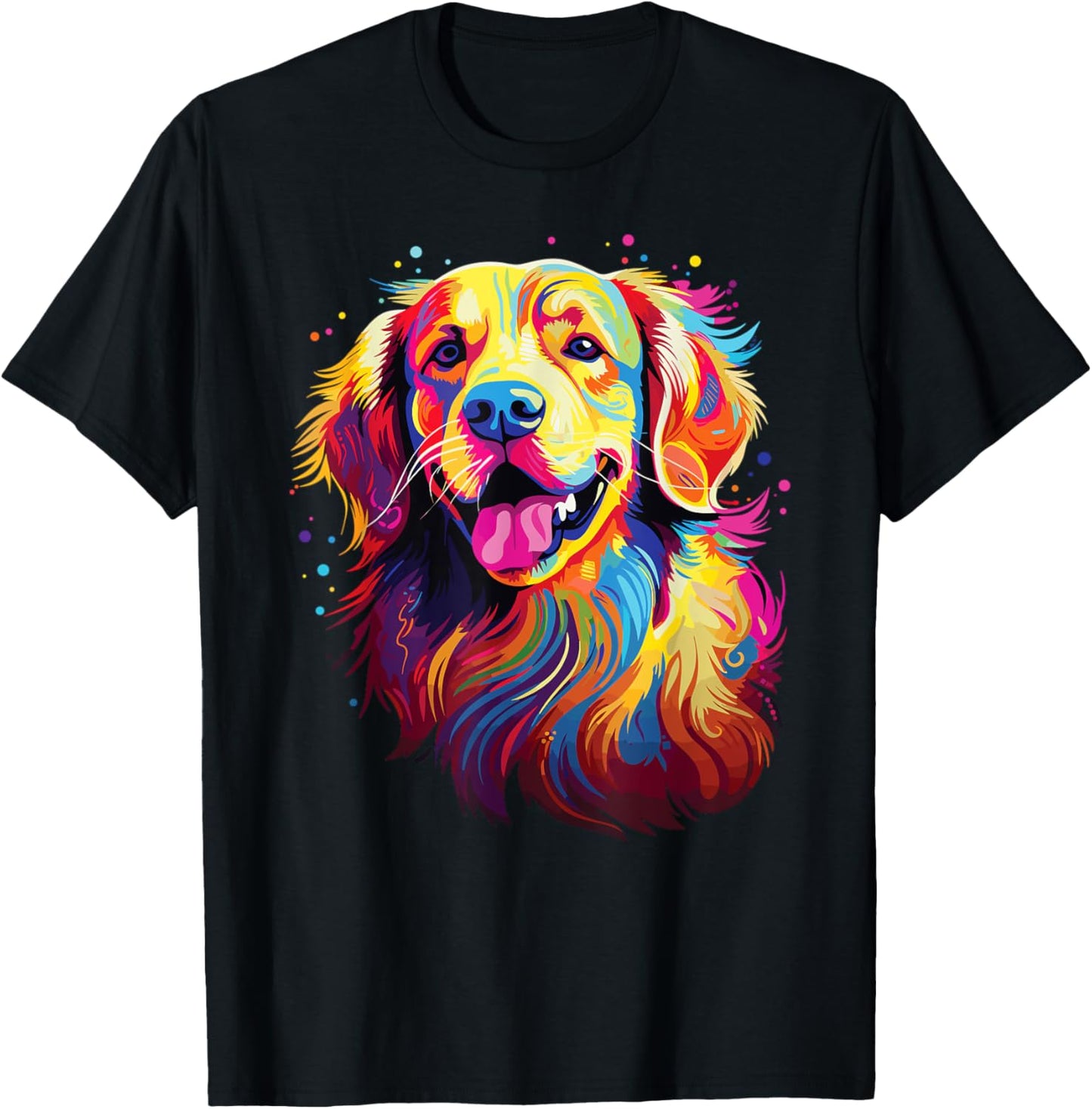 Watercolor Colorful Golden Retriever Dog T-Shirt