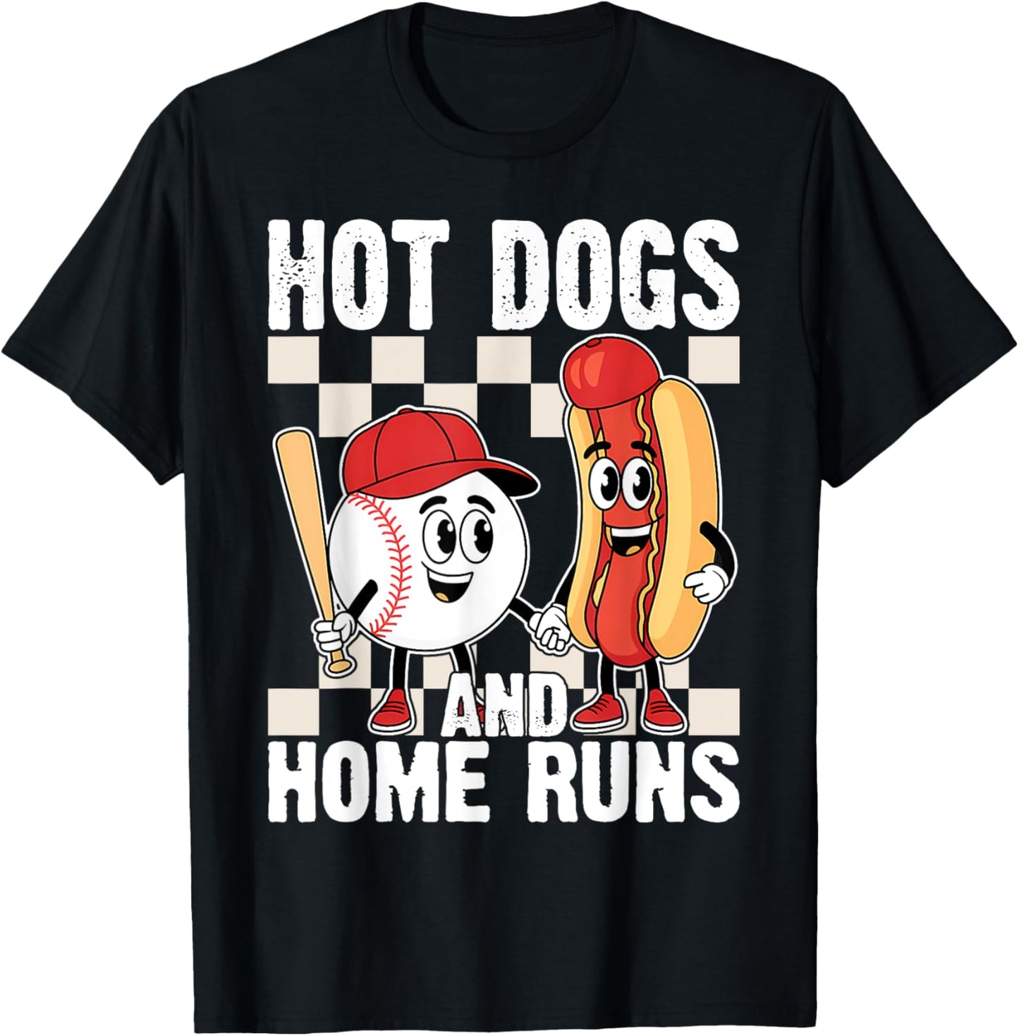 Hot Dogs and Home Runs Funny Vibes Baseball Game Lover T-Shirt