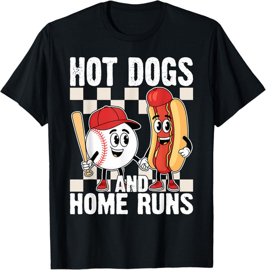Hot Dogs and Home Runs Funny Vibes Baseball Game Lover T-Shirt