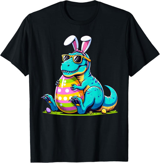 Dinosaur Easter Bunny Egg Happy Eastrawr T Rex Kids Boy Girl T-Shirt