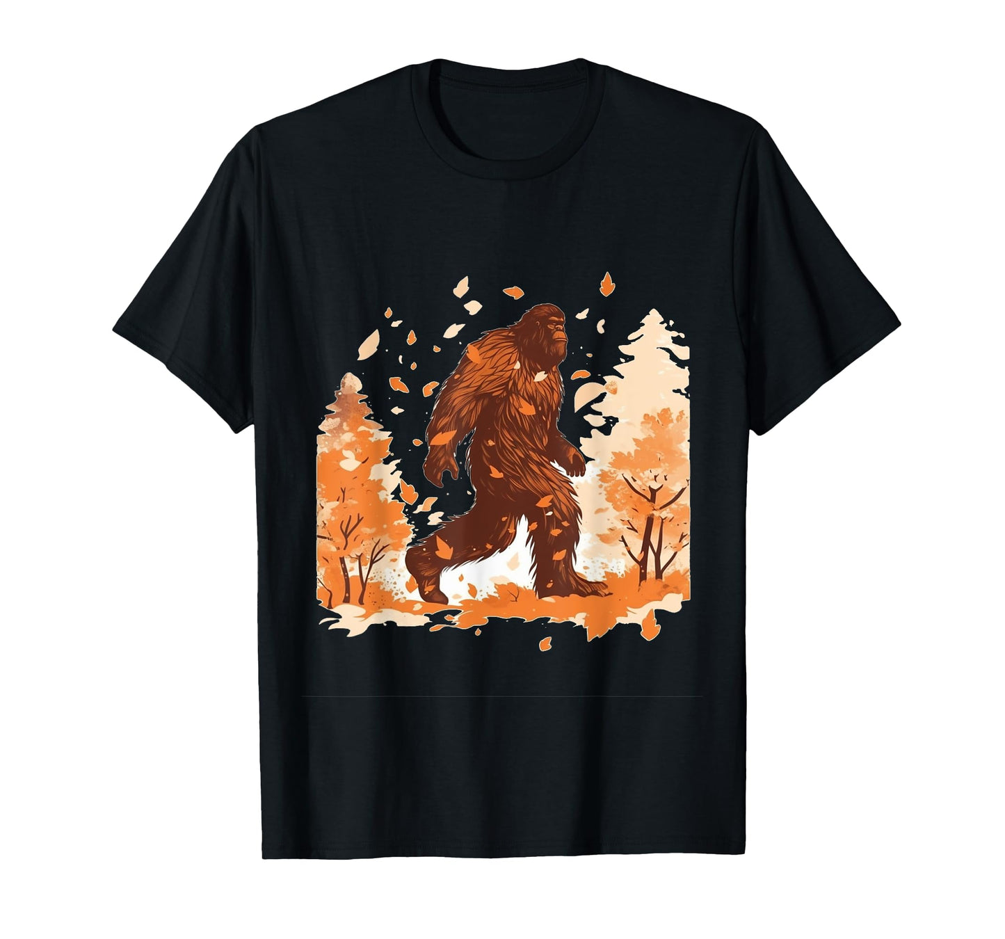 Bigfoot Fall Leaves Thanksgiving Day Sasquatch Autumn T-Shirt
