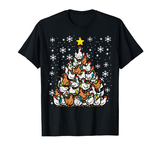 Christmas Chickens Xmas Tree Hens Farm Farmer Women Kids Men T-Shirt