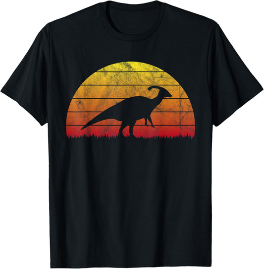 Parasaurolophus Dinosaur Retro Vintage Summer Sunset T-Shirt