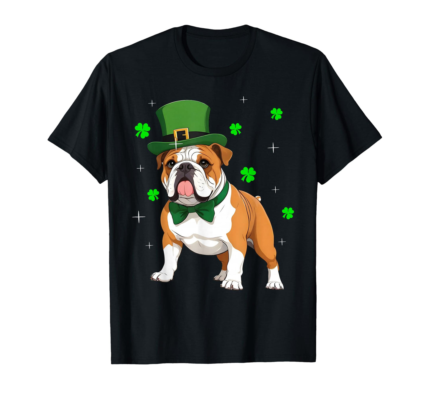 Shamrock Leprechaun Hat English Bulldog St Patrick's Day Men Women Kids T-Shirt