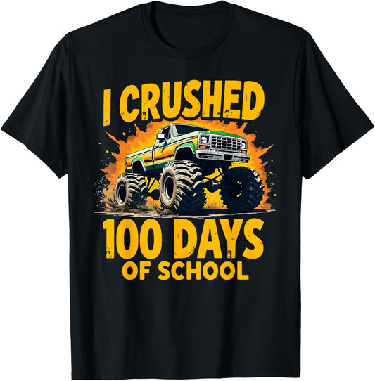 100 Days Of School Monster Truck 100th Day Of School Boys T-Shirt