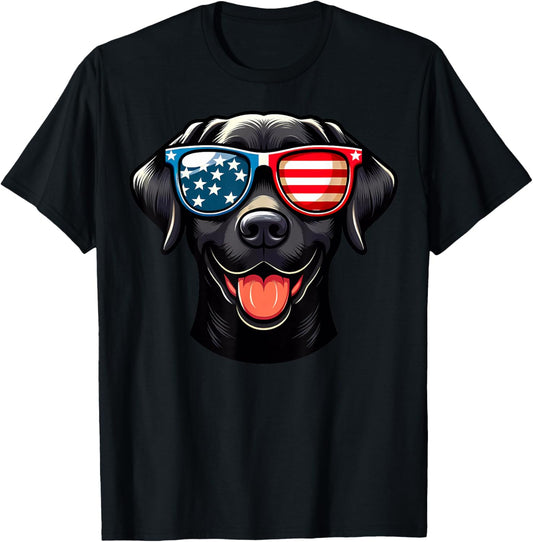 Black Labrador Patriotic American Flag USA Lab Retriever T-Shirt