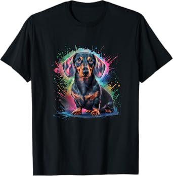 Men's Women's Colourful Watercolour Dachshund T-Shirt