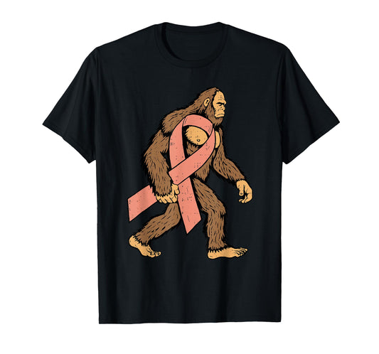 Uterine Cancer Awareness Bigfoot Ribbon Peach Men Boy Kid T-Shirt