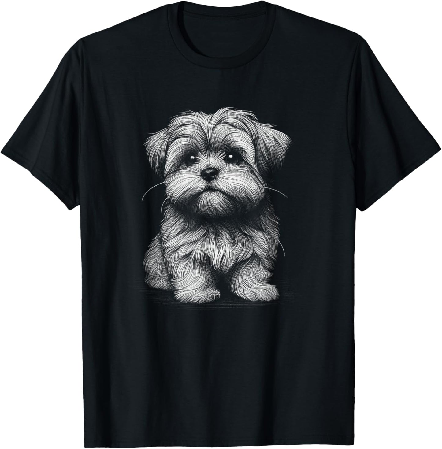 Shorkie Dog Sketch Art Design T-Shirt