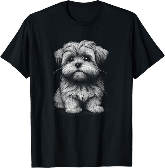 Shorkie Dog Sketch Art Design T-Shirt