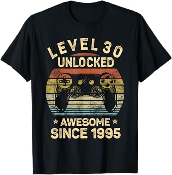 Level 30 Unlocked 30th Birthday 30 Year Old Gifts Gamer Bday T-Shirt