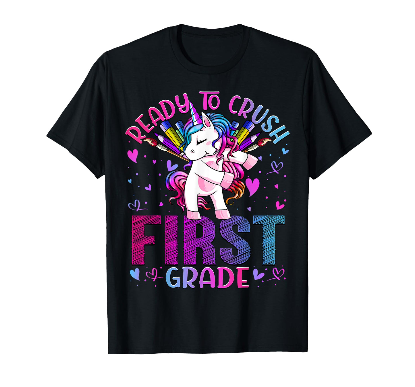 Ready to Crush First 1st Grade Back To School Unicorn Kids T-Shirt