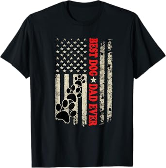 Funny Dad Fathers Day Dog Dad USA Flag T-Shirt