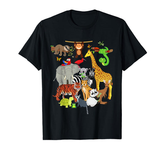 Zoo Animals Wildlife Birthday Party Zoo Day 26 Animals T-Shirt