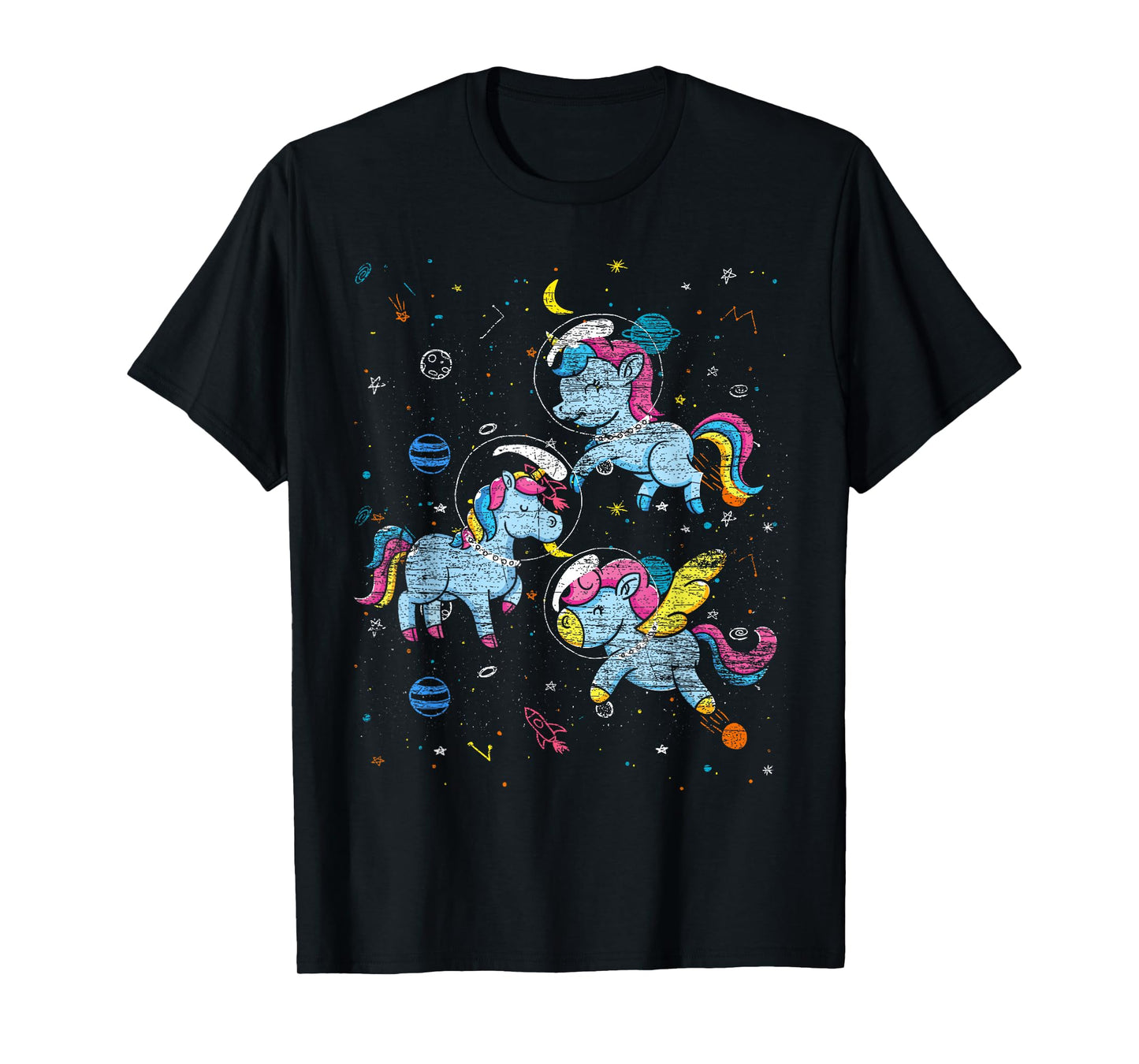 Astronaut Outer Space Planets Magical Girls Gift Unicorn T-Shirt