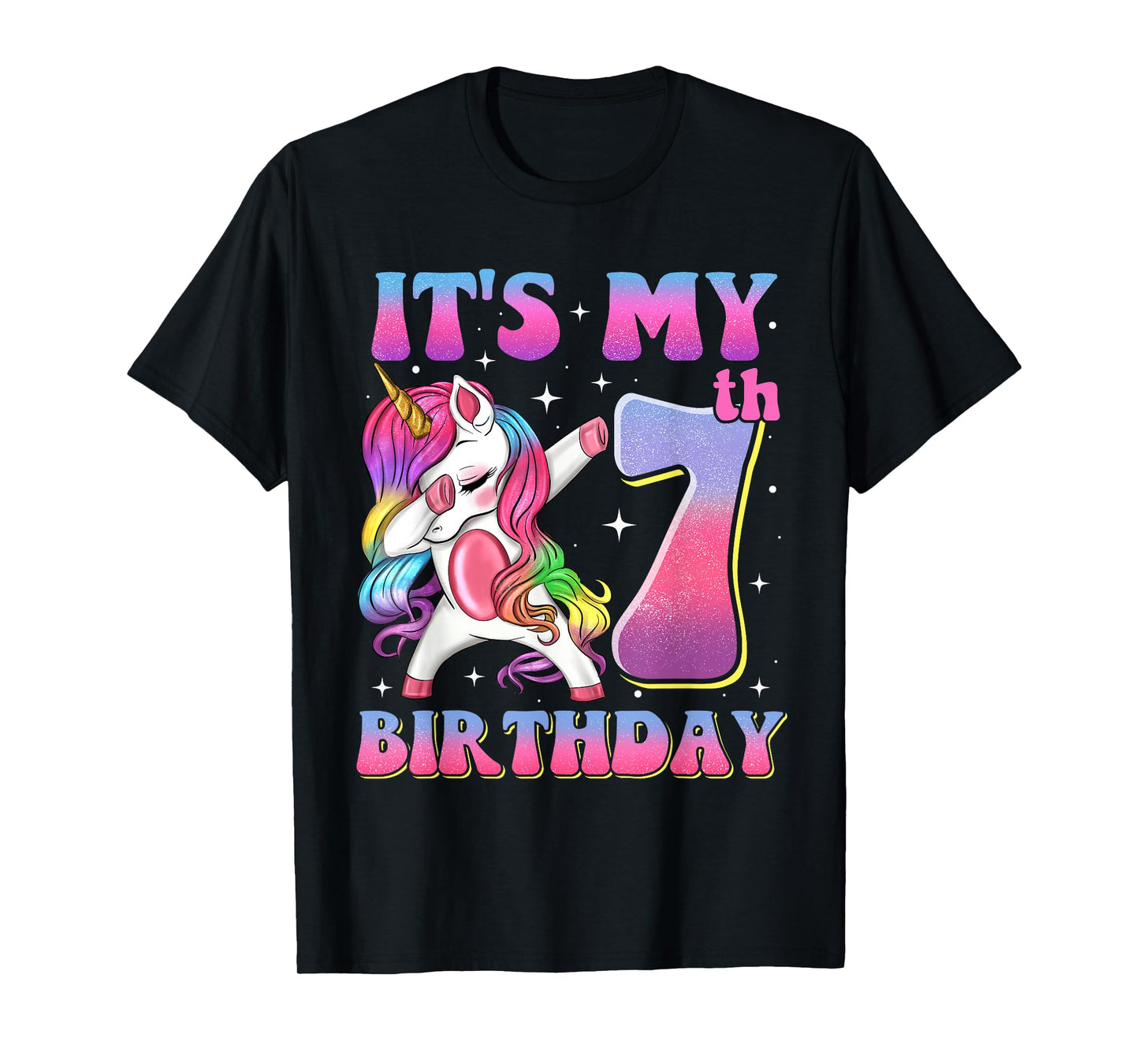 It's My 7th Birthday Dabbing Unicorn 7 Year Old Girls Kids T-Shirt