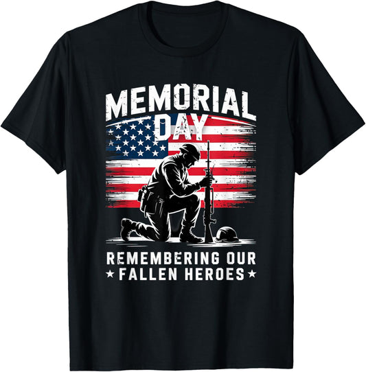 Memorial Day Honor Fallen Heroes Military Boots Dog Tags T-Shirt