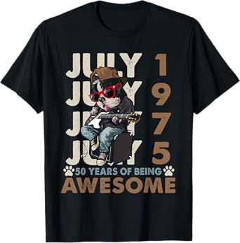 Mens 50th Birthday Legends July 1975 50 Years Old Dog Lover T-Shirt