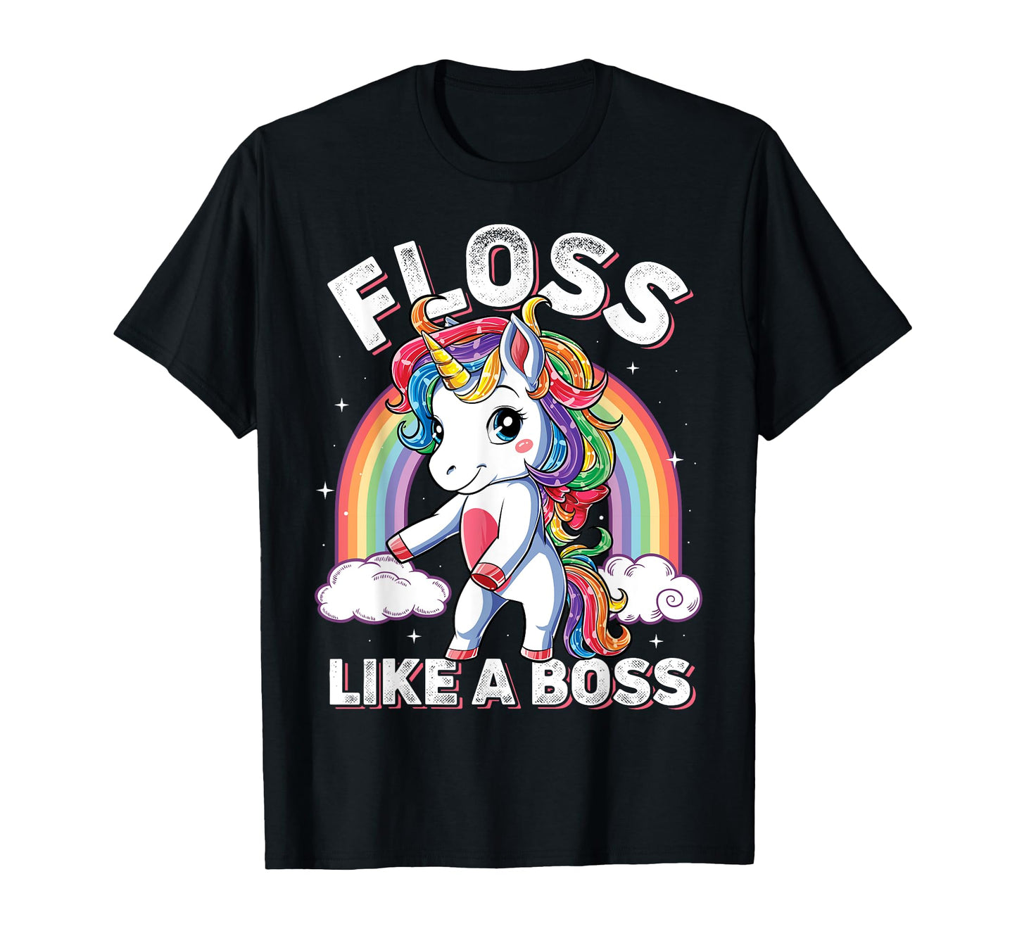 Unicorn Floss Like A Boss T shirt Girls Rainbow Flossing Tee T-Shirt