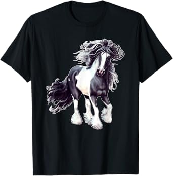 Gypsy Vanner Black and White Stallion T-Shirt