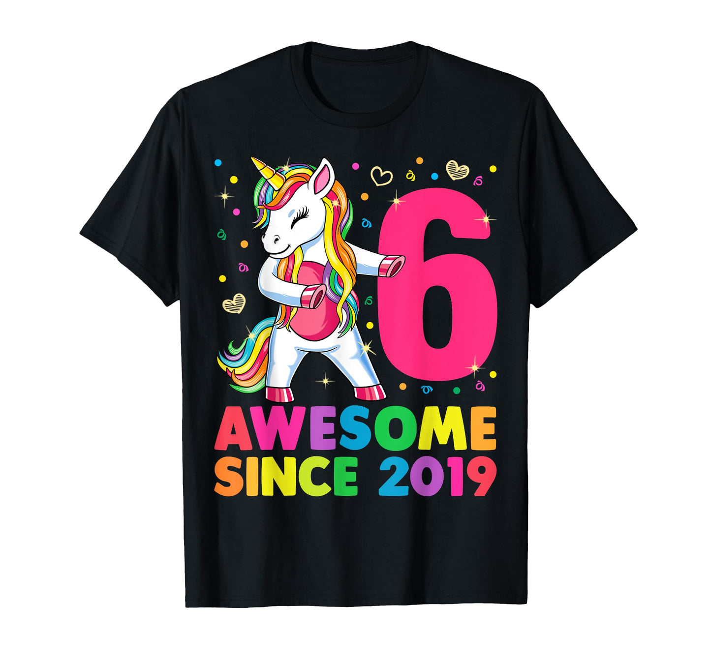 6 Years Old Unicorn Flossing 6th Birthday Girl Unicorn Party T-Shirt