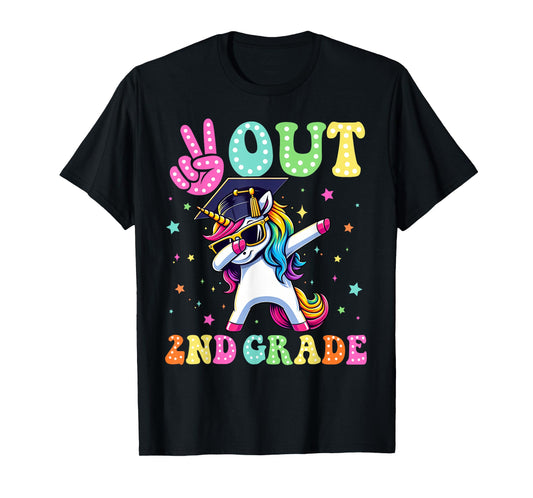 Unicorn Peace Out 2nd Grade Graduate Last Day Of School Kids T-Shirt