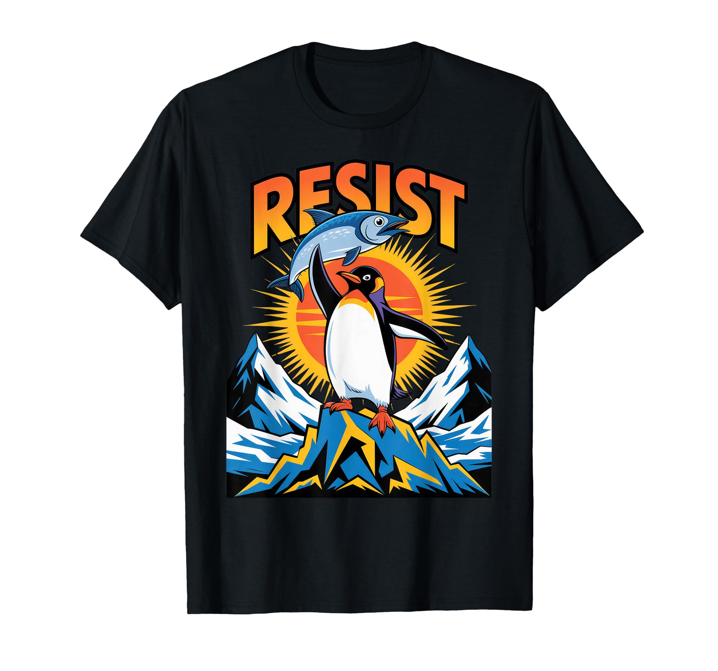 Penguins Protest Against Tariffs Funny Penguin Tariff T-Shirt
