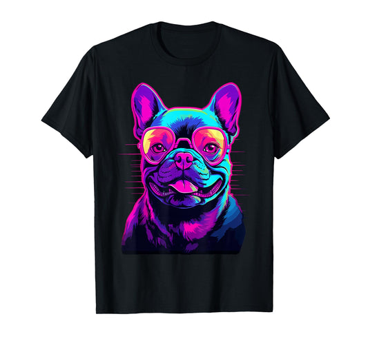 French Bulldog Synthwave Vaporwave T-Shirt