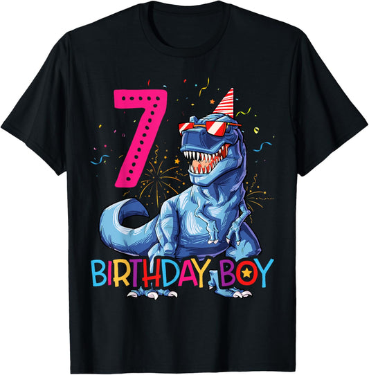 Dinosaur T rex 7 year Old T shirt Kids 7th Birthday T-shirt T-Shirt