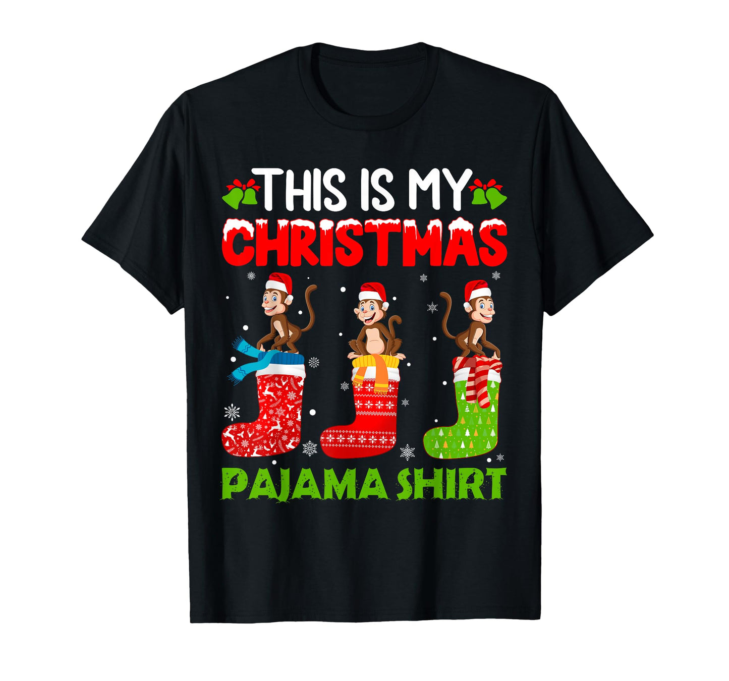 Monkey in Xmas Socks This is My Monkey Christmas Pajama T-Shirt