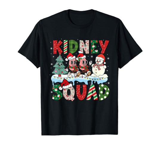 Kidney Squad Xmas Tree Snowman Dialysis Nurse Christmas T-Shirt