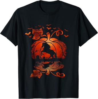 Fall Cute Horse In The Pumpkin Funny Halloween Autumn Happy T-Shirt
