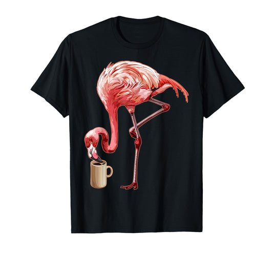 Flamingo Shirt Womens Men Funny Flamingo And Coffee T-Shirt