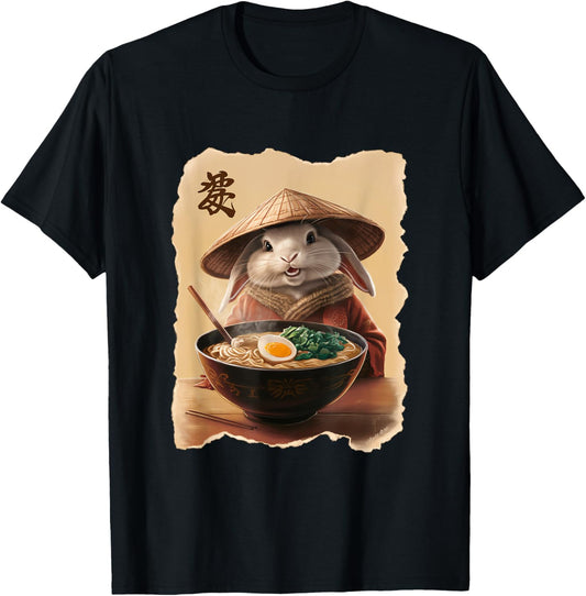Bunny Men Woman Kawaii Eating Ramen Japanese Rabbit T-Shirt