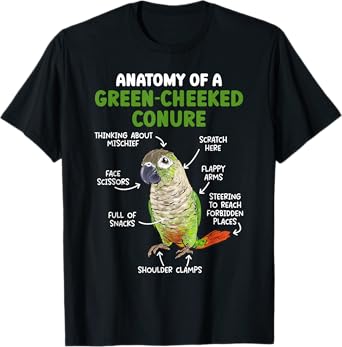 Anatomy Of A Green Cheeked Conure Parrot Bird Conure T-Shirt