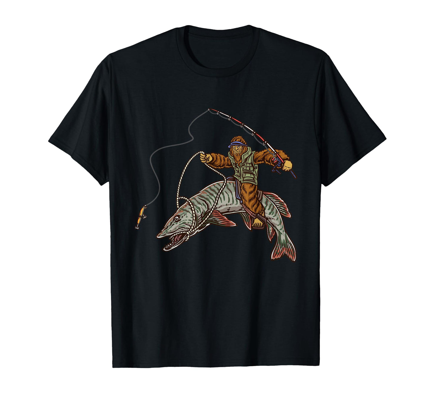 Muskie Fishing Tiger Musky Hunting Bigfoot Fishermen T-Shirt