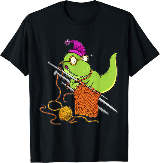 Knitting T-Rex Dinosaur - Funny Crochet Yarn Knitter T-Shirt