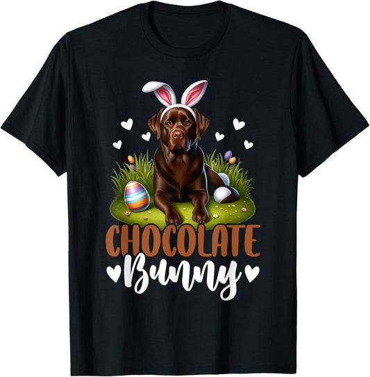 Funny Chocolate Labrador Bunny Easter Festive T-Shirt