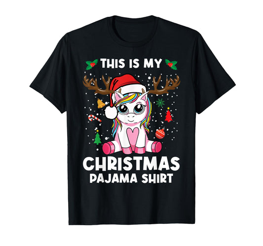 This Is My Christmas Pajama Shirt Girls Unicorn Christmas T-Shirt