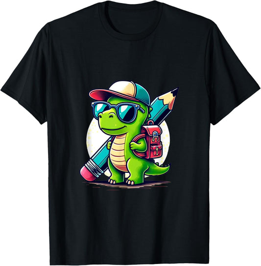 Dinosaur School Pen Dino Cartoon Back to School T-Shirt
