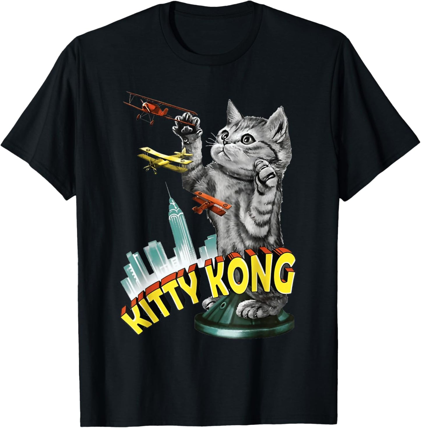Kitty Kong Fierce Cat Retro Vintage Pink Text Women T-Shirt